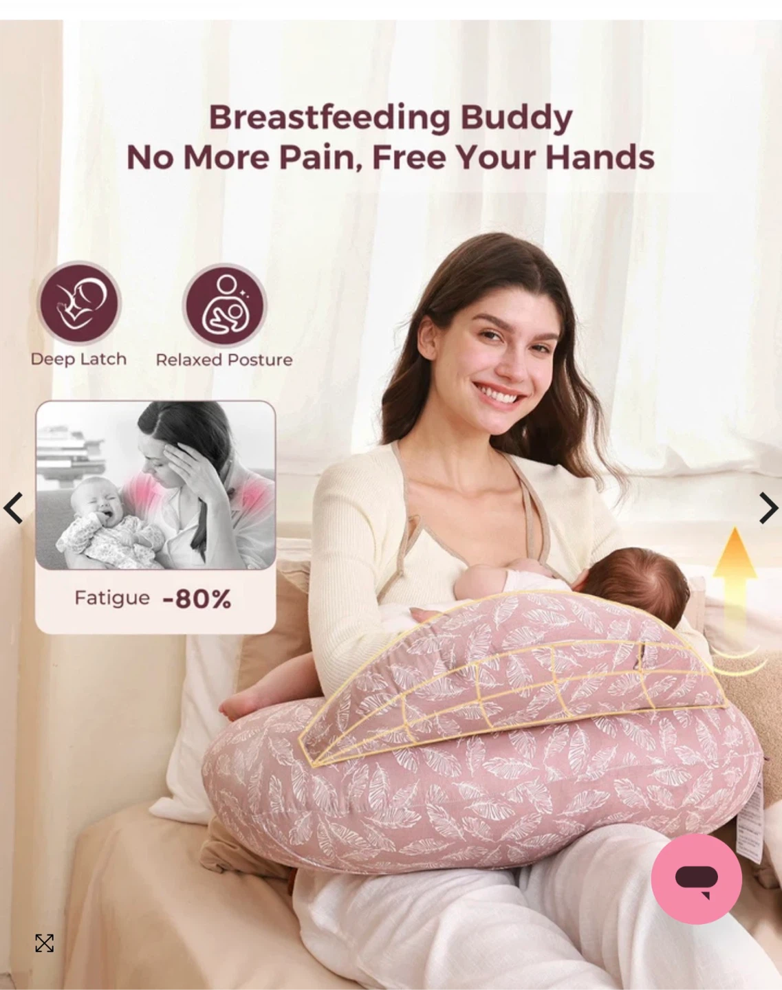 Momcozy Multifunctional Nursing Pillow - Light Pink - photo 3