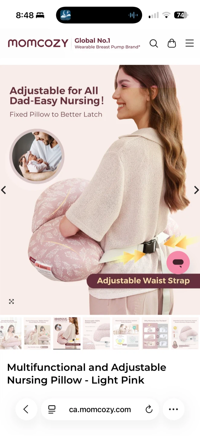 Momcozy Multifunctional Nursing Pillow - Light Pink - photo 5