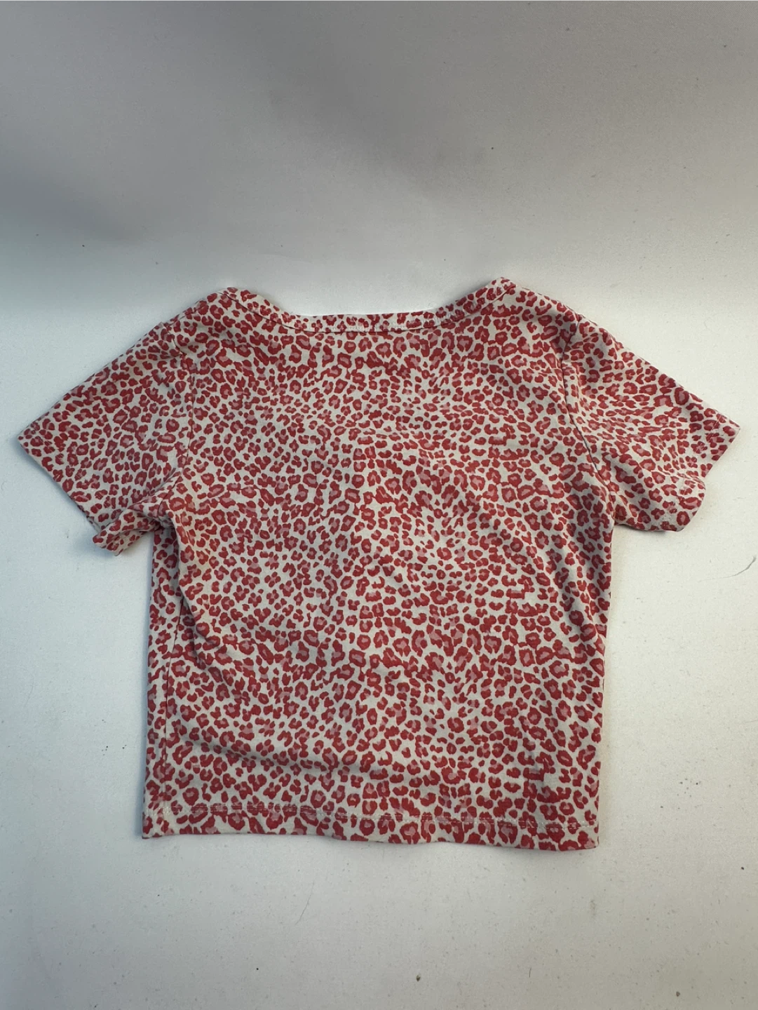 Red Leopard Print Button-Up Crop Top - photo 2