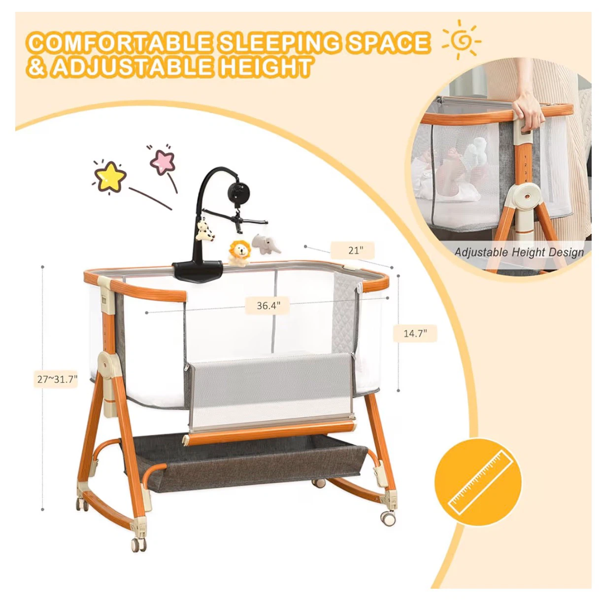 BLBBLBGDD 3-in-1 Baby Bassinet Bedside Sleeper - photo 3