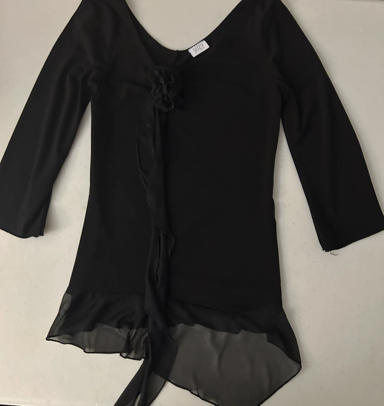 Suzy Shier Black Top with Flower
