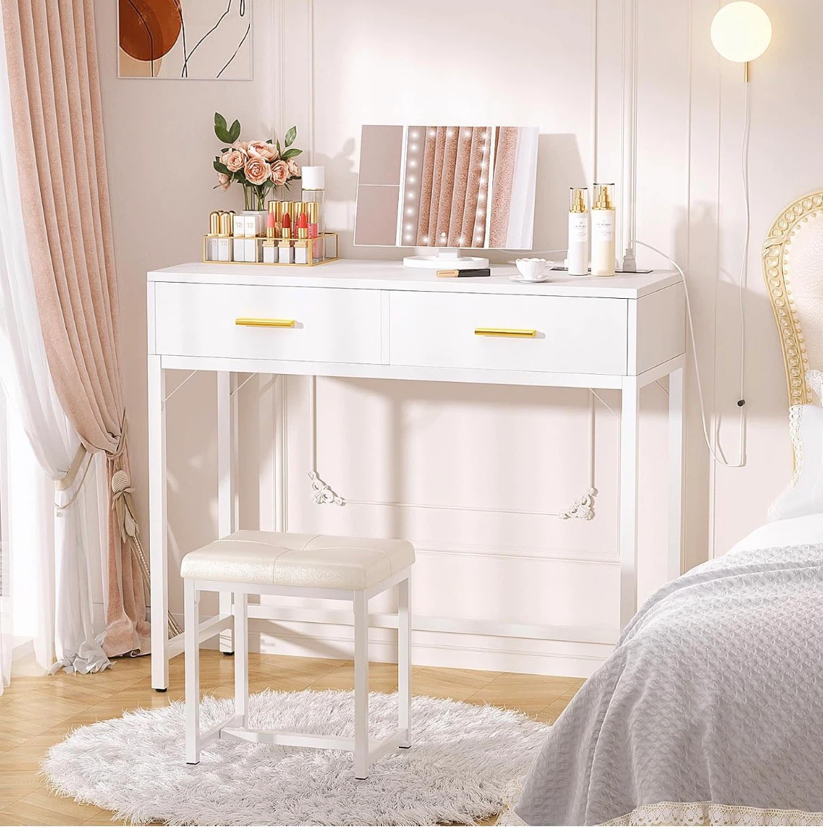 Cyclysio Vanity Desk and Stool without Mirror