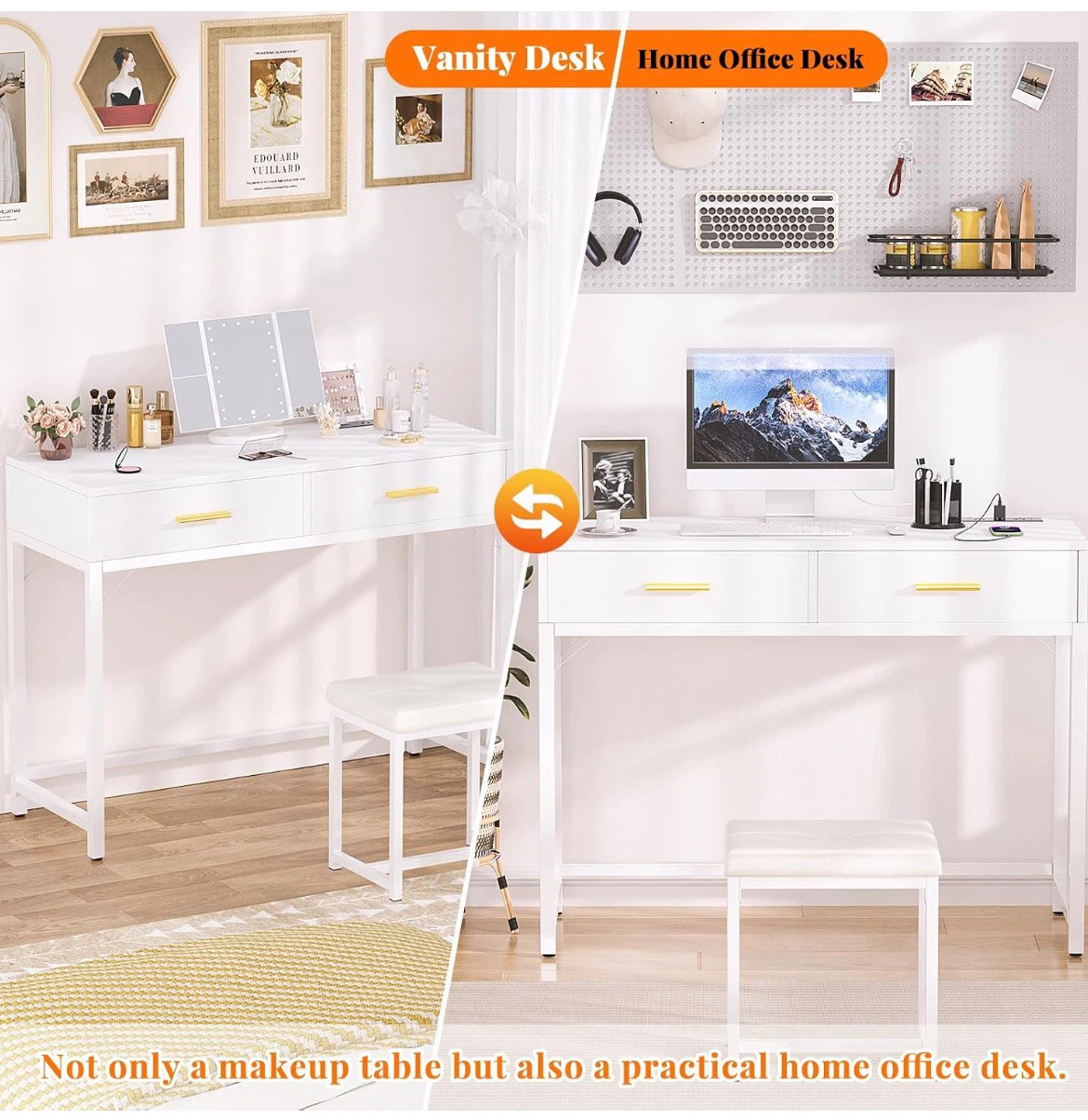 Cyclysio Vanity Desk and Stool without Mirror - photo 4
