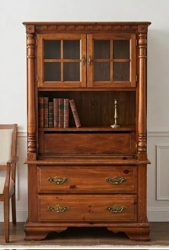 Traditional Wood Hutch and Drawer Cabinet