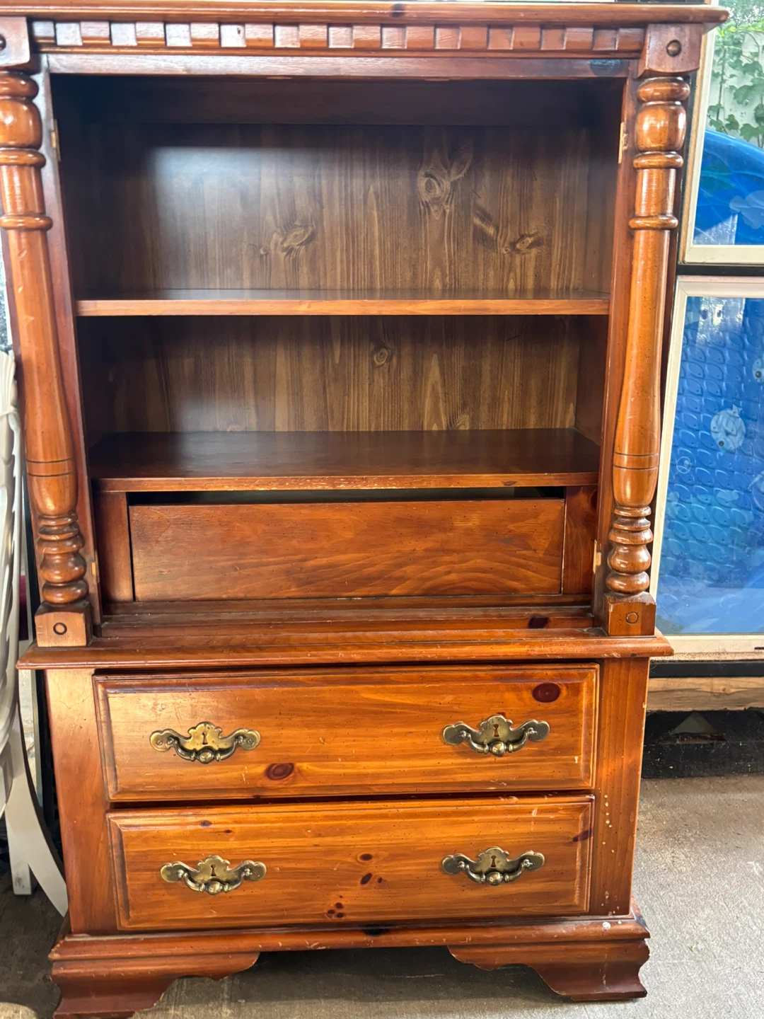 Traditional Wood Hutch and Drawer Cabinet - photo 2