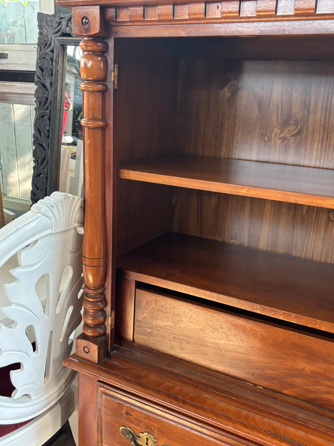 Traditional Wood Hutch and Drawer Cabinet - photo 4