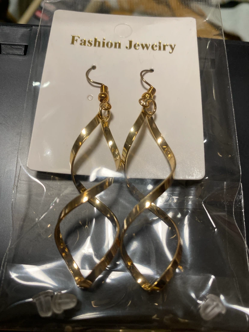 Gold-Tone Spiral Drop Earrings