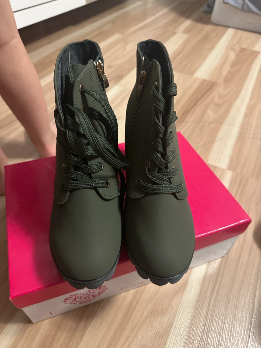 Portia Olive Green Heeled Ankle Boots - photo 2