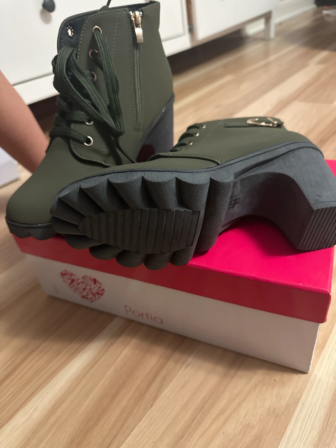 Portia Olive Green Heeled Ankle Boots - photo 3