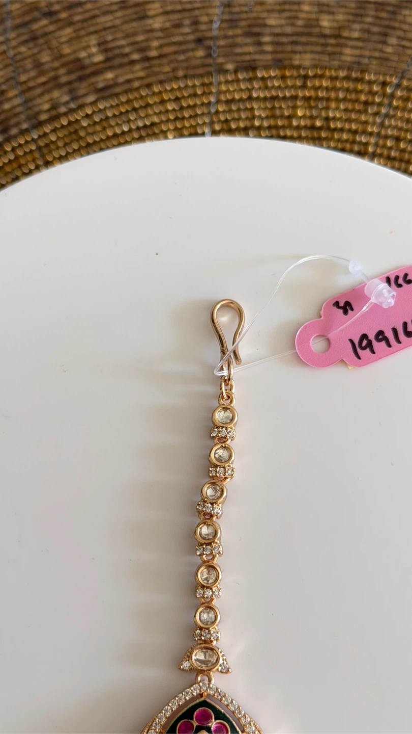 Gold-tone Maang Tikka with Pearl and Stone Accents - photo 3