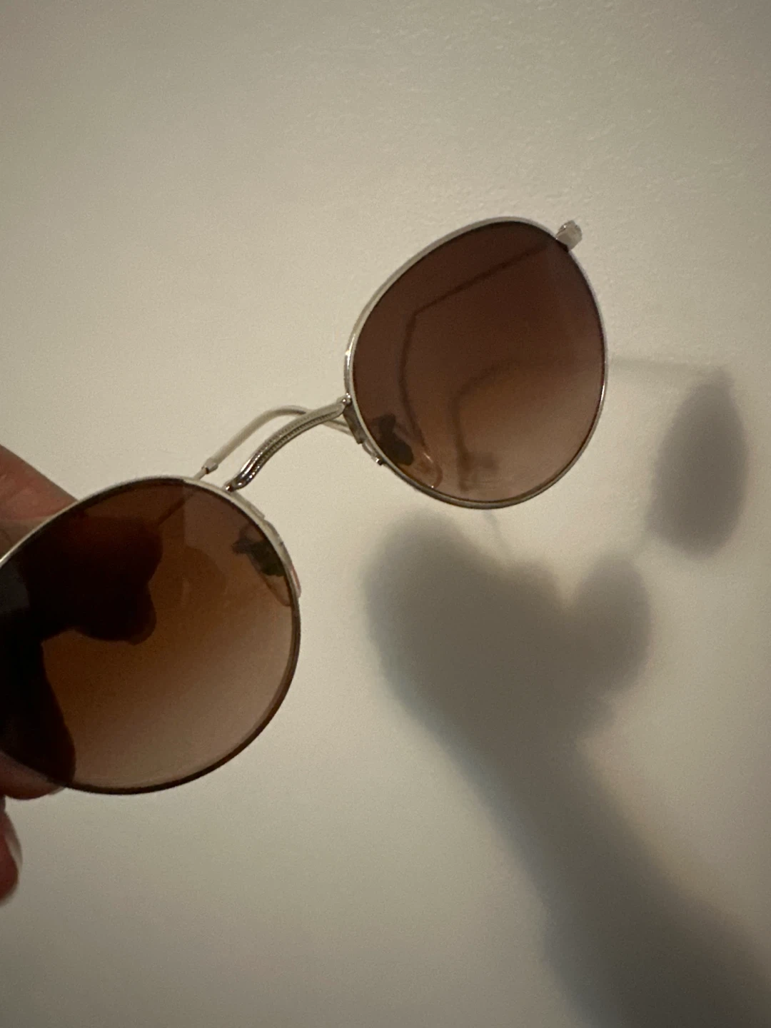 Silver-Tone Round Sunglasses with Brown Lenses - photo 2