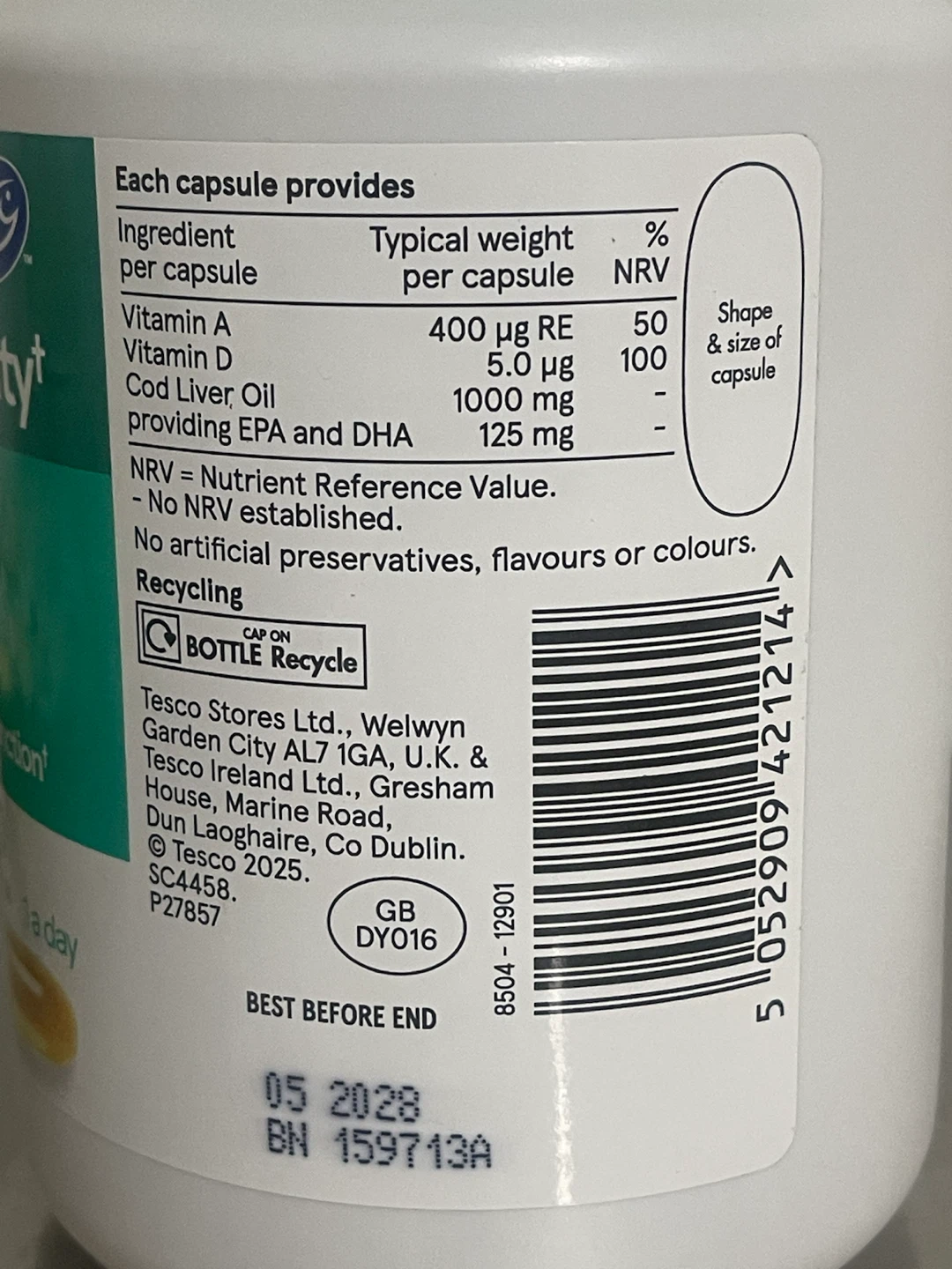 Tesco Health High Strength Cod Liver Oil 240 Capsules - photo 2