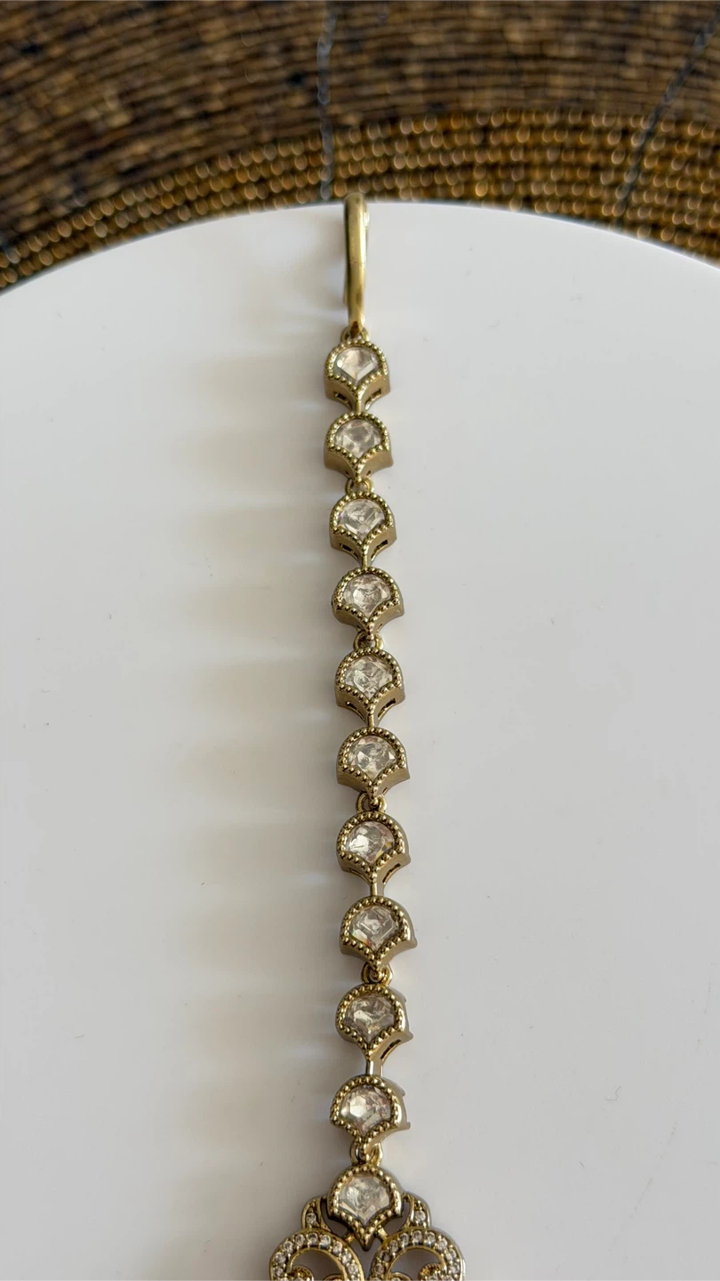 Gold-tone moissanite Maang Tikka Head Accessory - photo 2