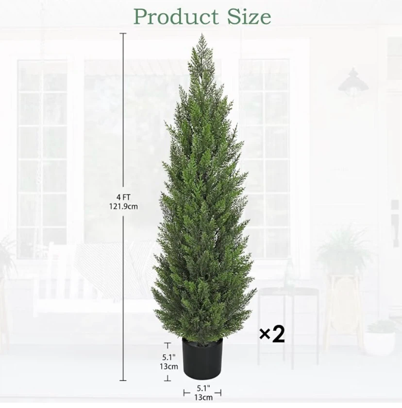 New 4ft. Artificial Cedar Trees Set of 2 - photo 2