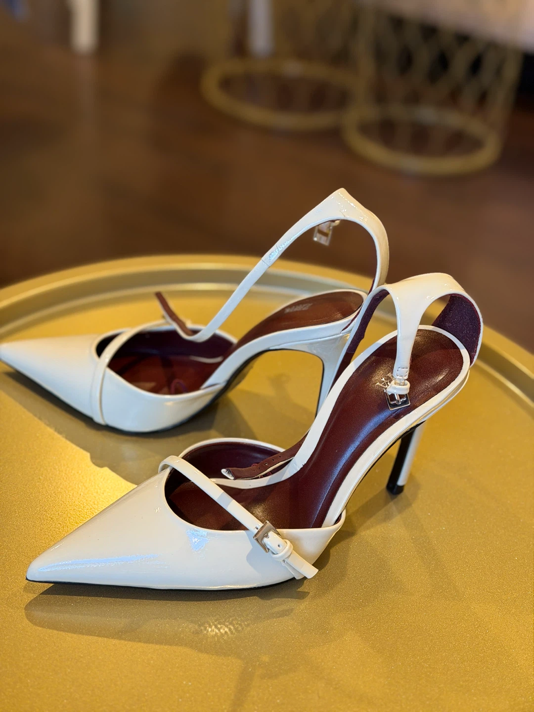 Zara White Patent Slingback Heels - photo 2