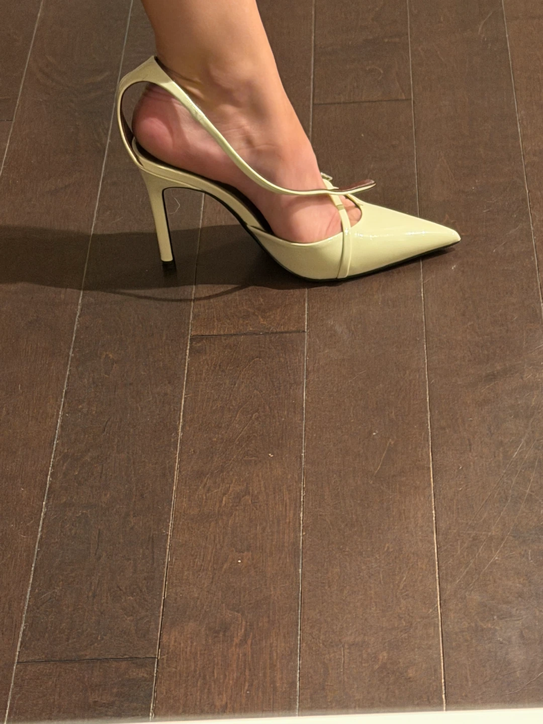Zara White Patent Slingback Heels - photo 4