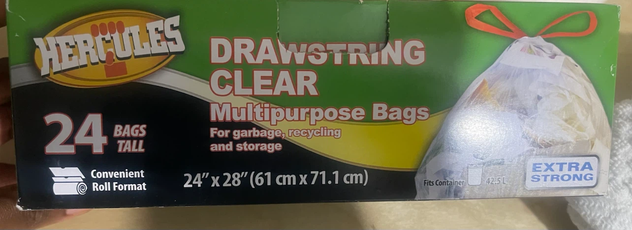 Hercules Drawstring Clear Multipurpose Bags 24 Count