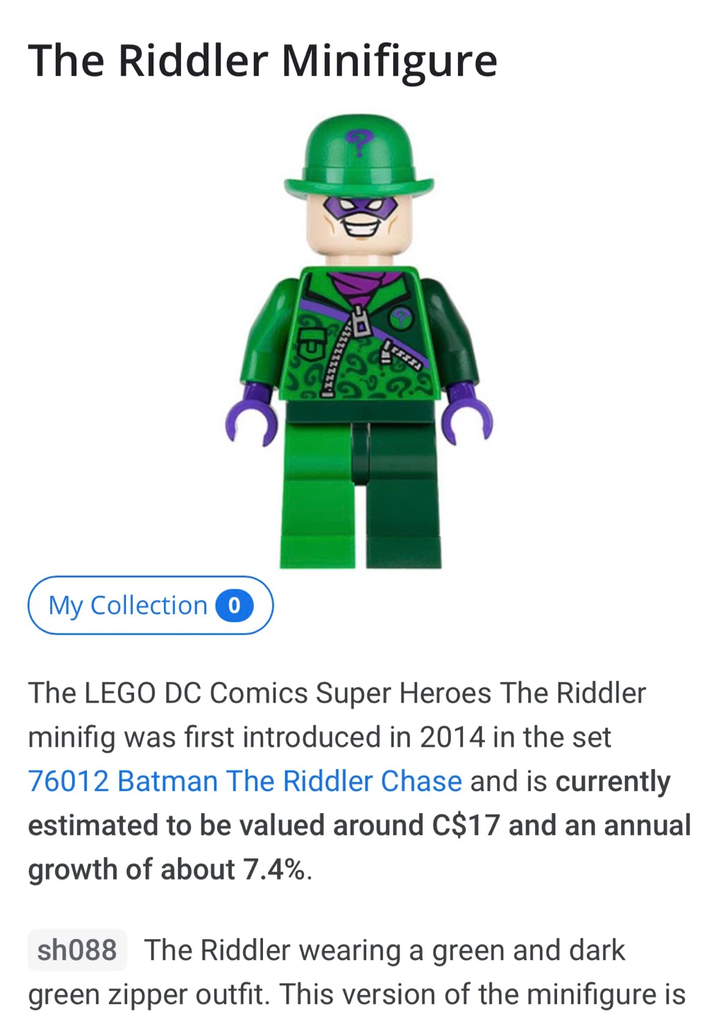 LEGO 76012 DC - Batman / The Riddler Chase - 80% complete