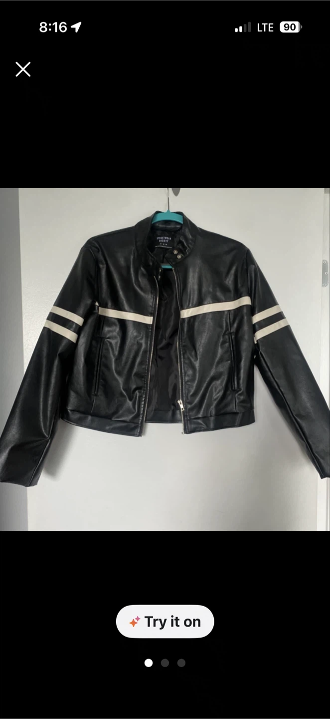 Streetwear Society Black Faux Leather Jacket