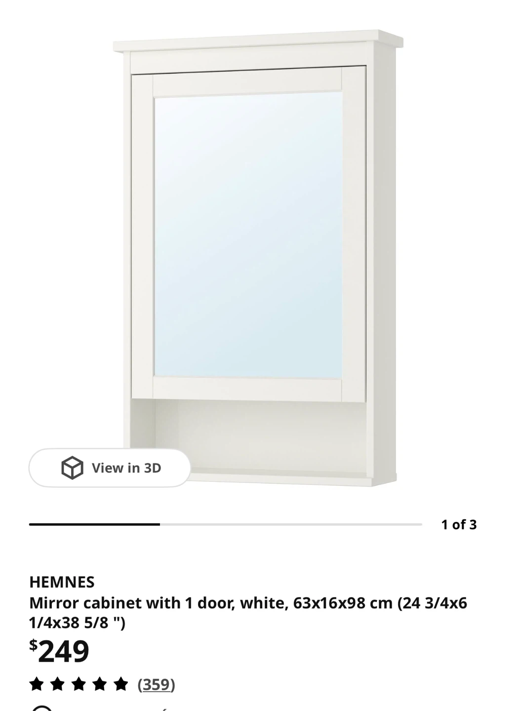 IKEA HEMNES Mirror Cabinet, White - photo 2