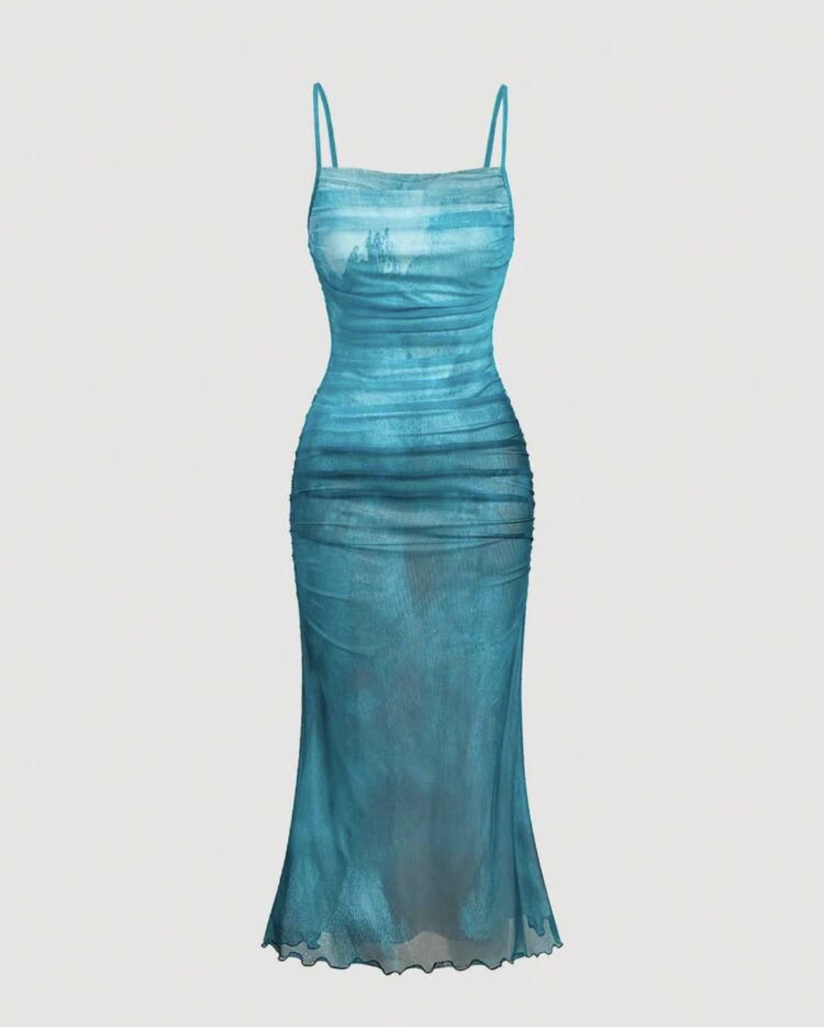 Cider Blue Ruched Maxi Dress