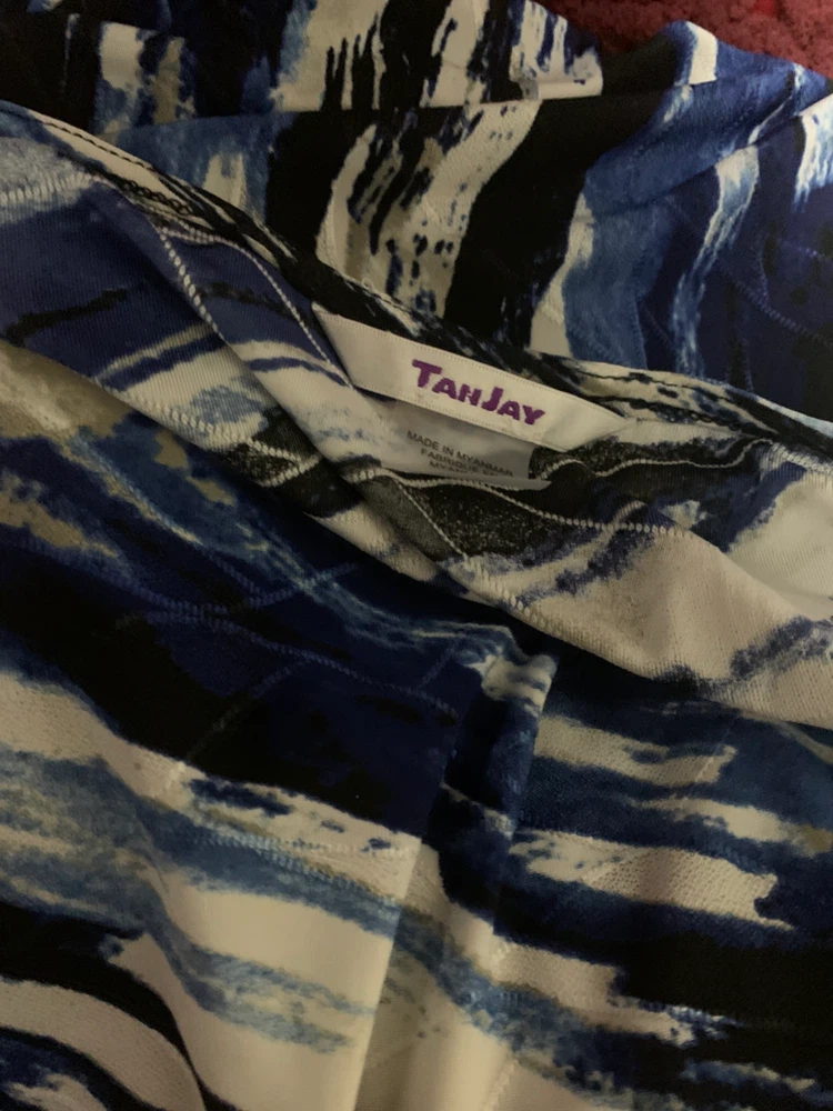 TanJay Blue and White Abstract Print Top - photo 2