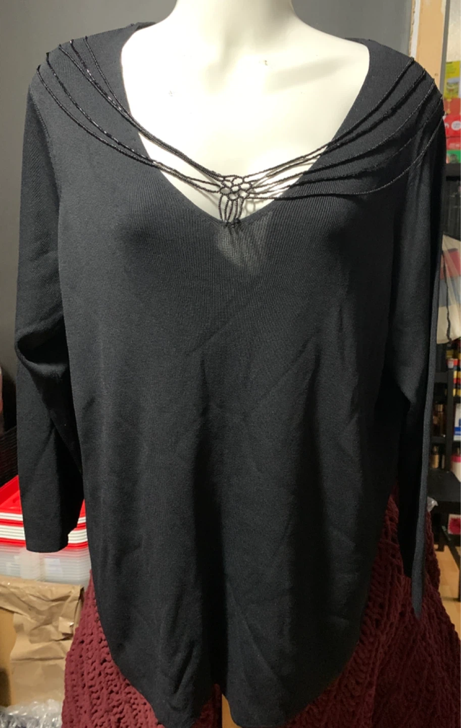 Michel Antoni Collection Black V-Neck Top