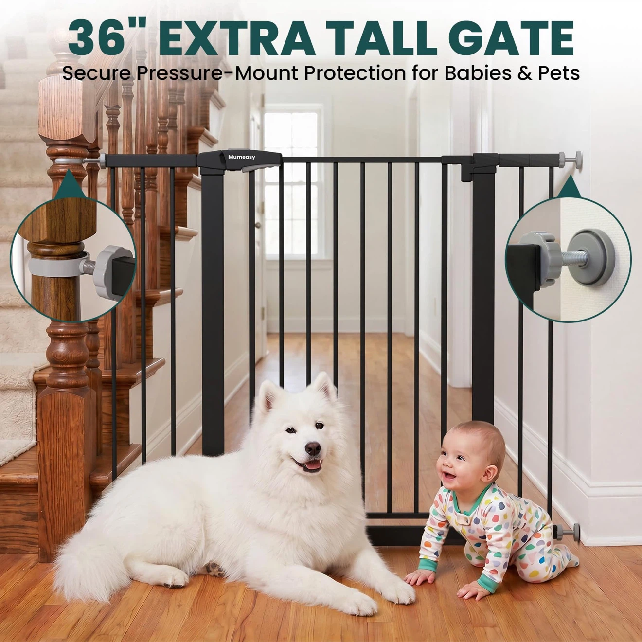 Mumeasy Extra Tall Baby and Pet Safety Gate - photo 2