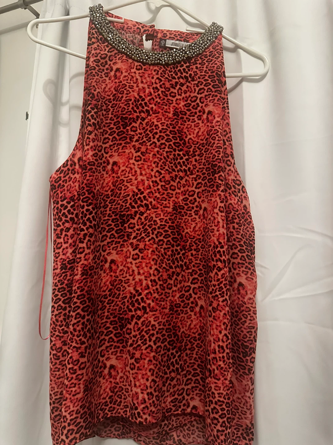Jennifer Lopez Leopard Print Embellished Tank Top - photo 2