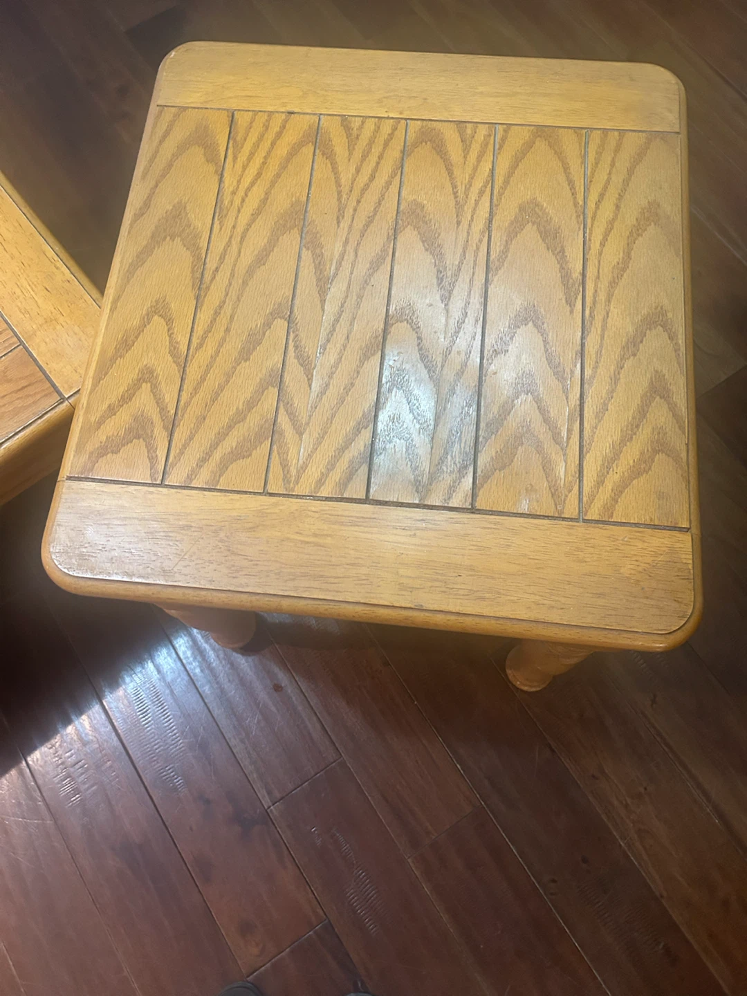 Oak coffee table and two end tables - photo 2