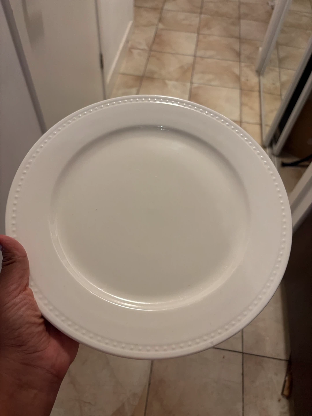 Set of White Bead Rim Dinner Plates - photo 2
