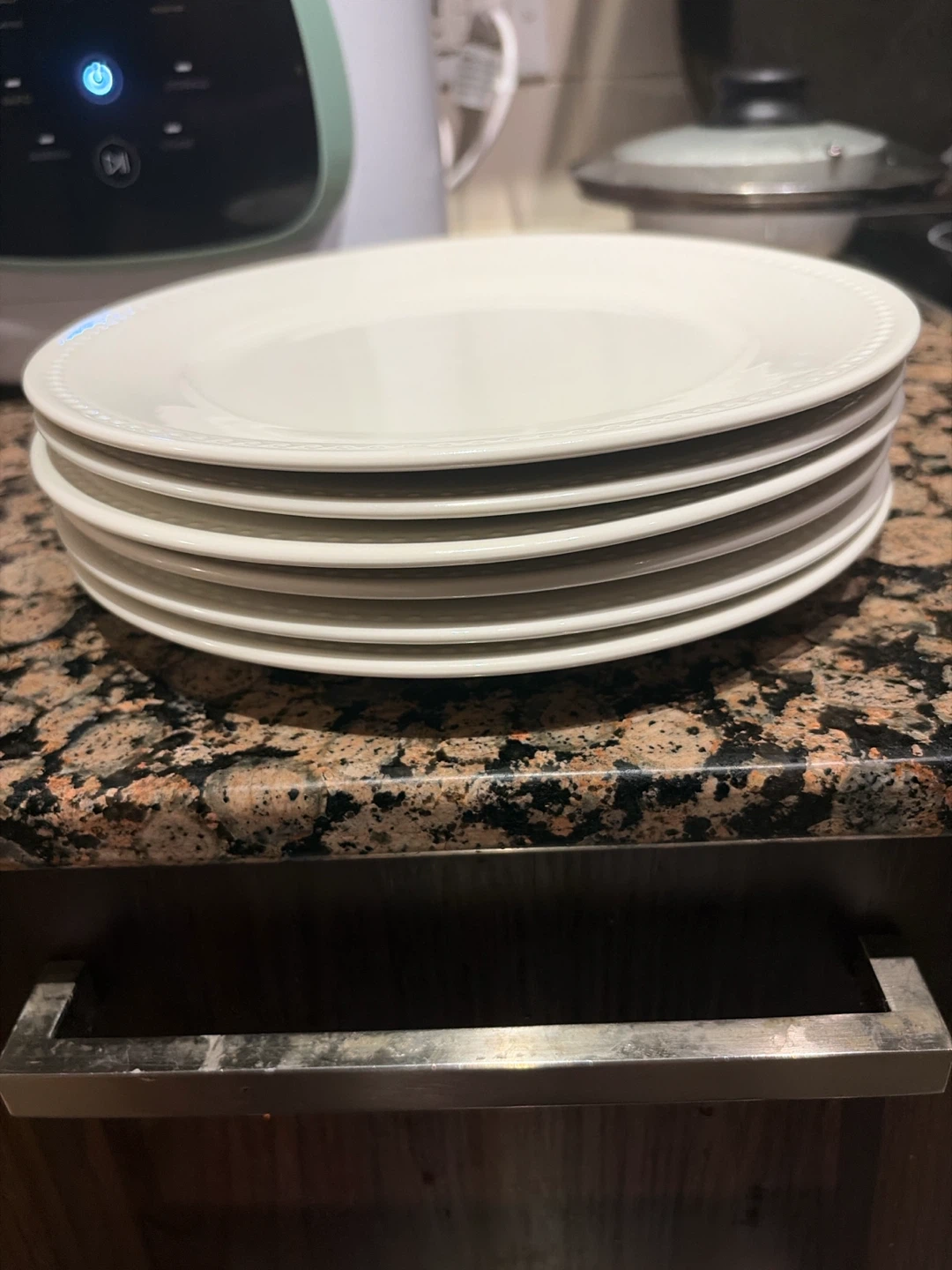 Set of 5 White Ceramic Plates
