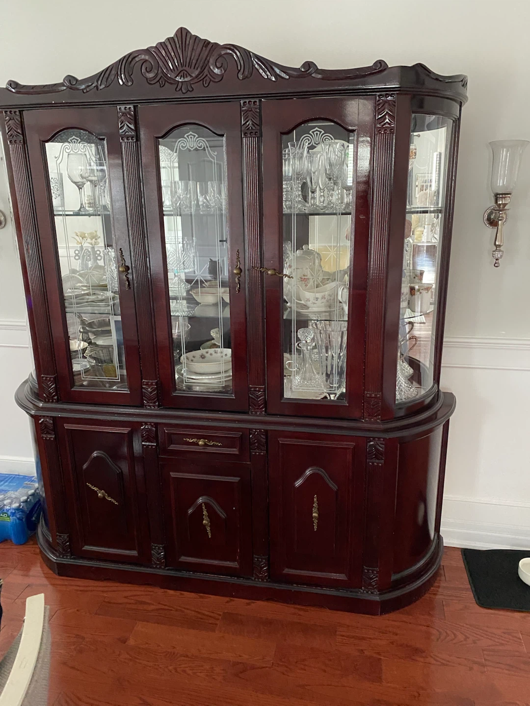 Traditional Dark Wood China Cabinet