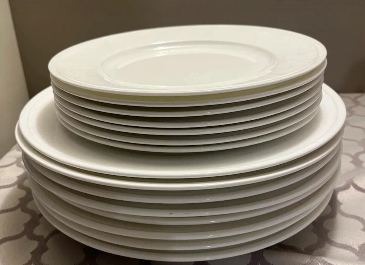 Set of 8 White Ceramic Plates