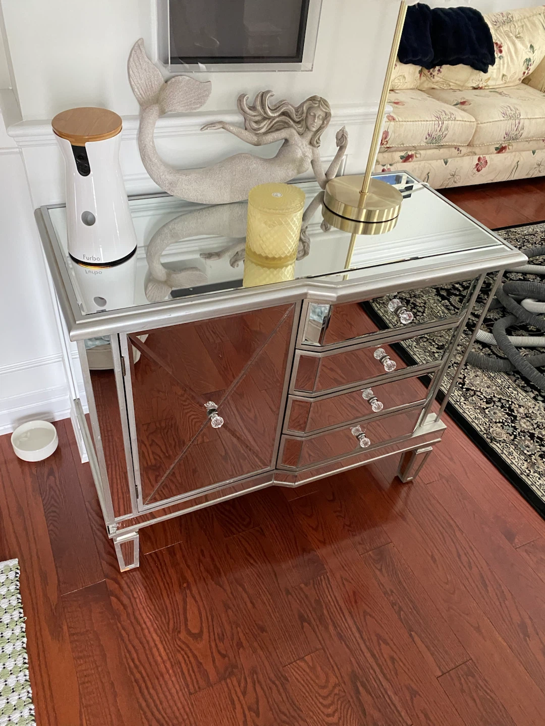 Mirrored Accent Cabinet with Drawers