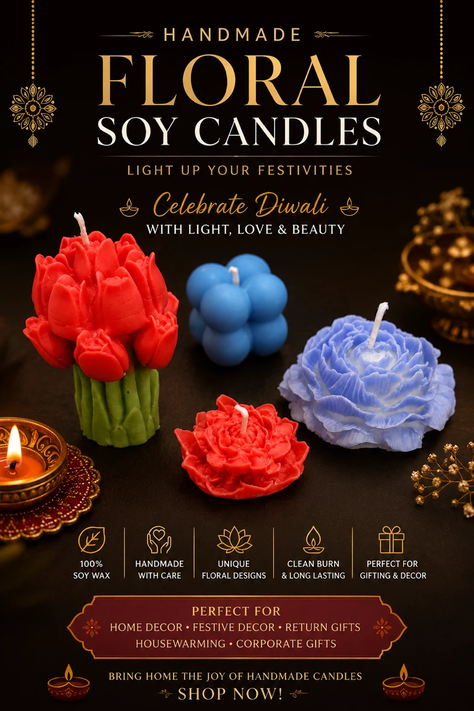 Festival Candles- Flower Diwali - photo 3