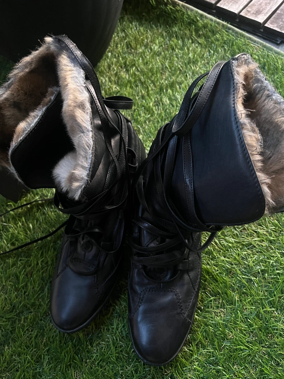 Black leather boots size 36 - photo 2