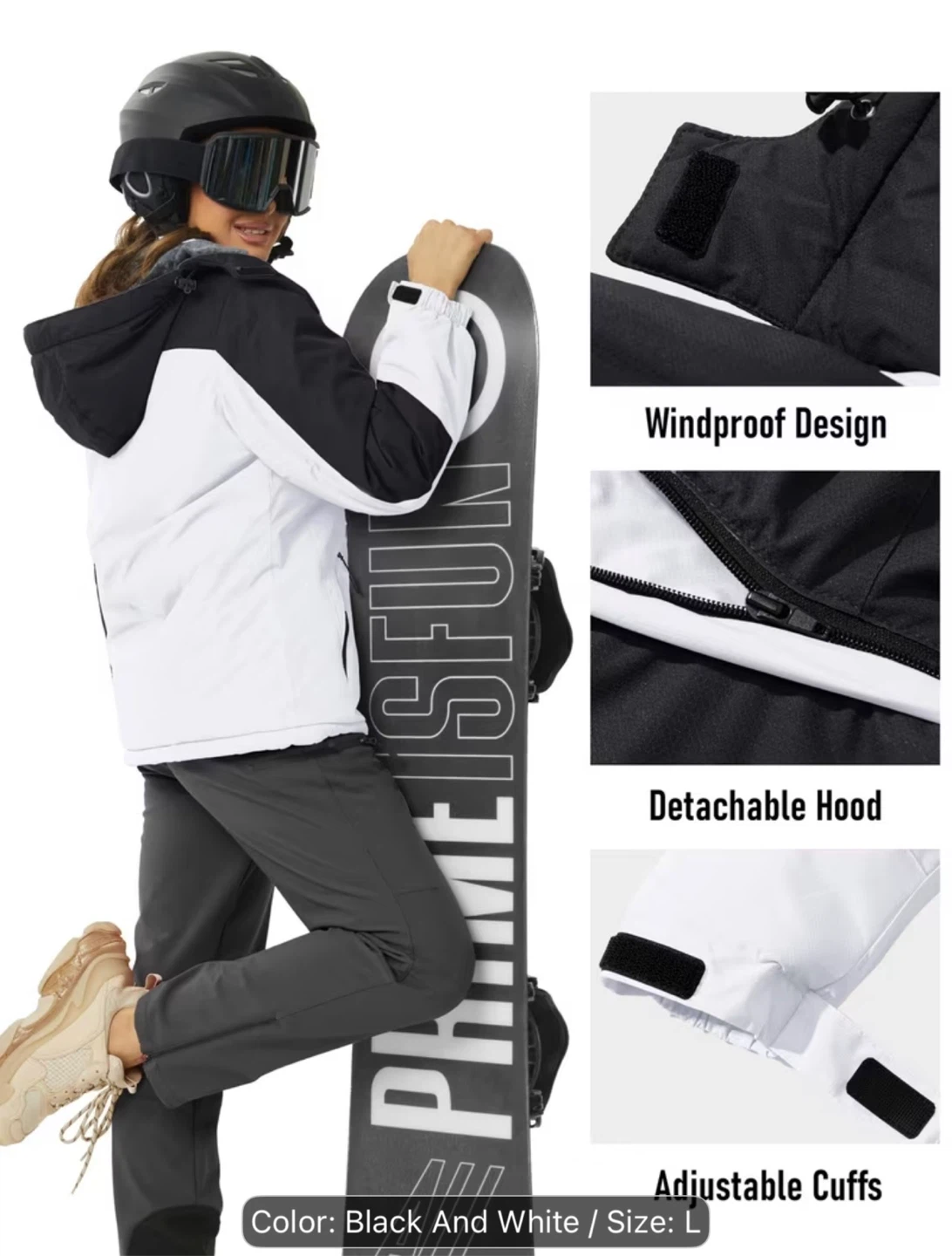 Brand New-Black and White Outdoor Jacket - Size L Unisex - photo 2