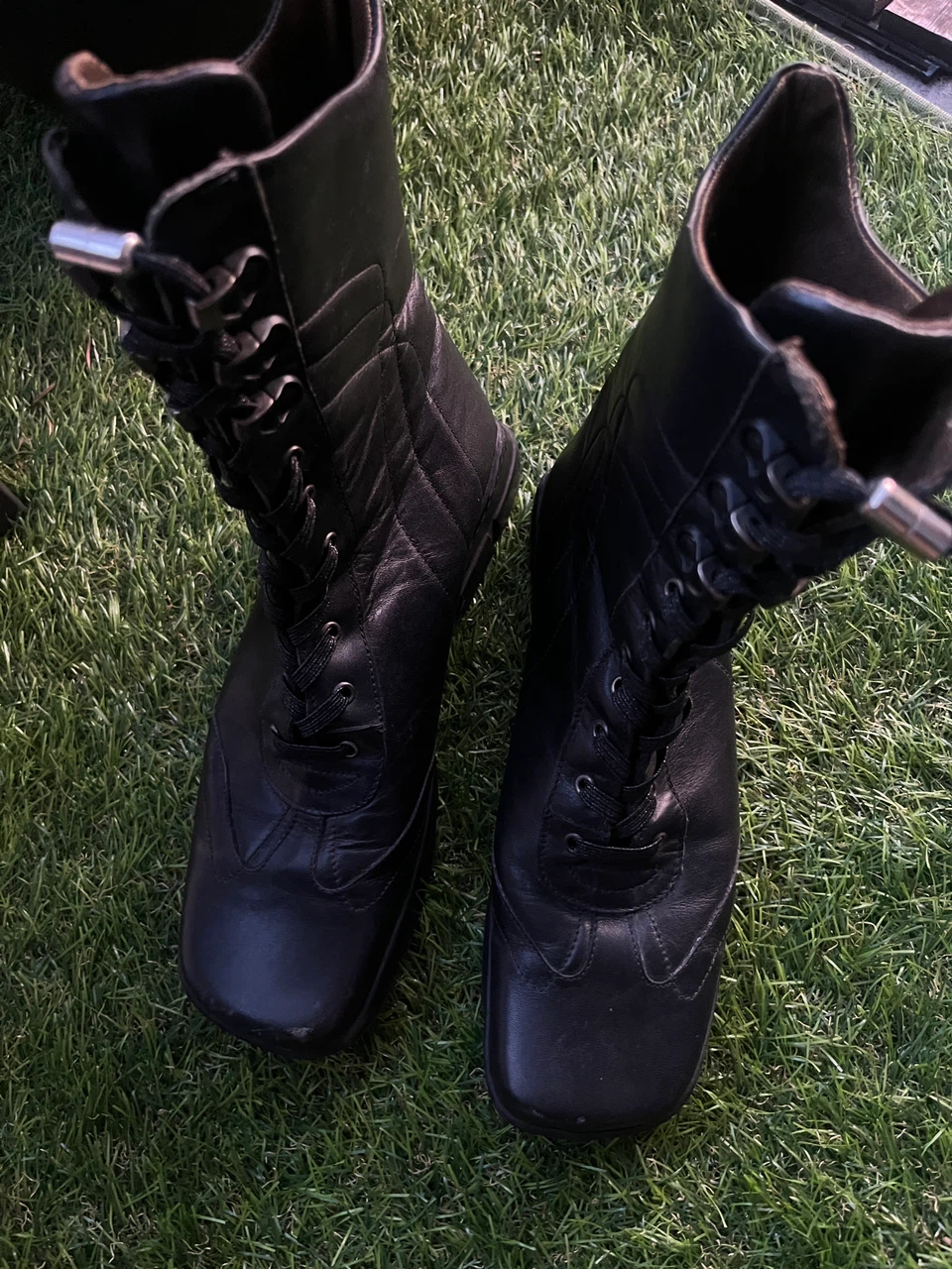 Aquatalia Black Leather Lace-Up Boots