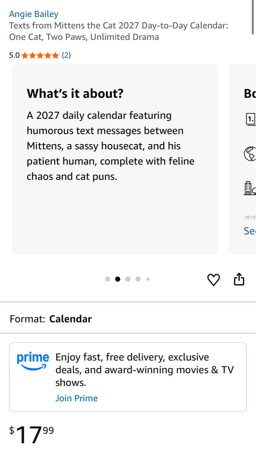 NEW✨2027 Day-to-Day Calendar -Texts from Mittens - photo 3