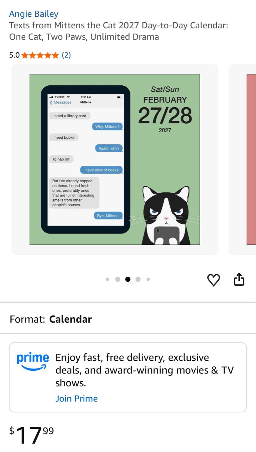 NEW✨2027 Day-to-Day Calendar -Texts from Mittens - photo 4