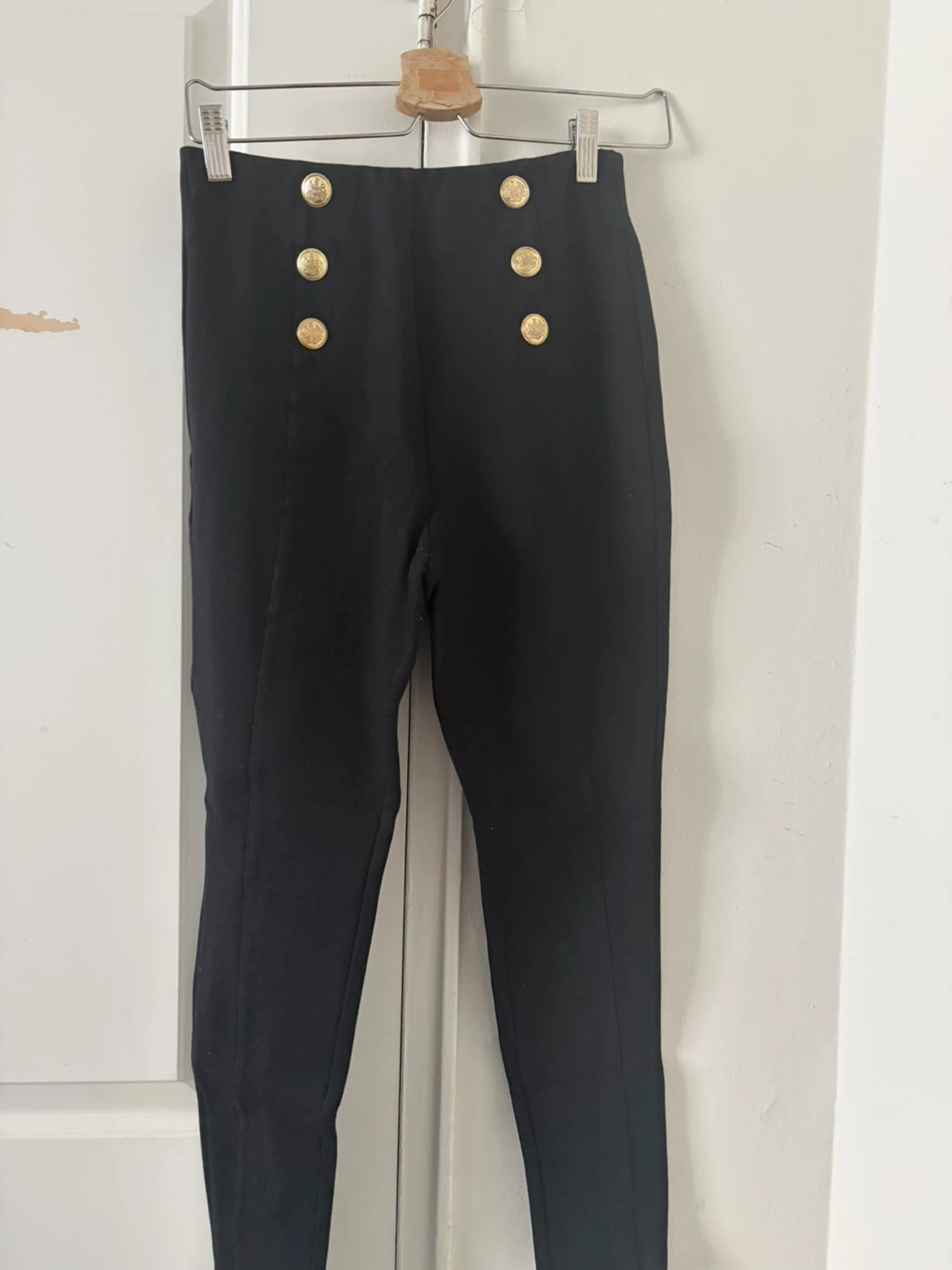 ZARA High-Waisted Gold Button Trousers