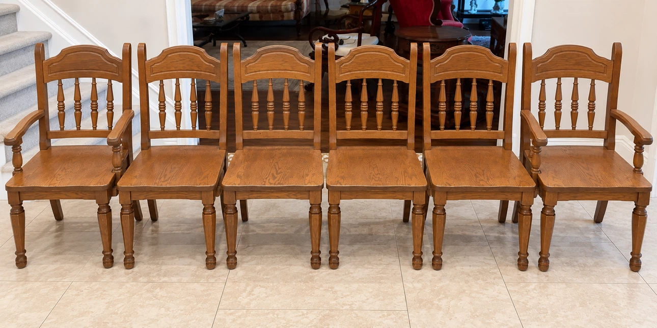 Set of 6 Solid Oak Dining Chairs