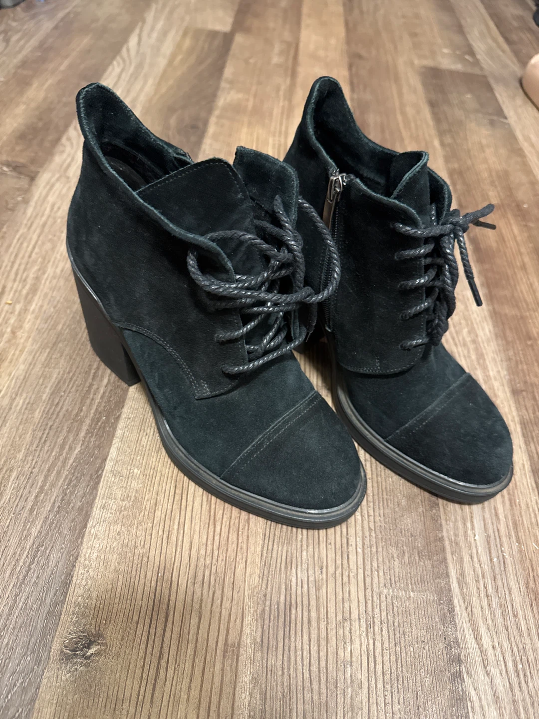 Black Suede Heeled Ankle Boots