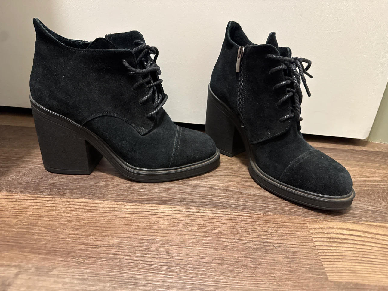 Black Suede Heeled Ankle Boots - photo 2
