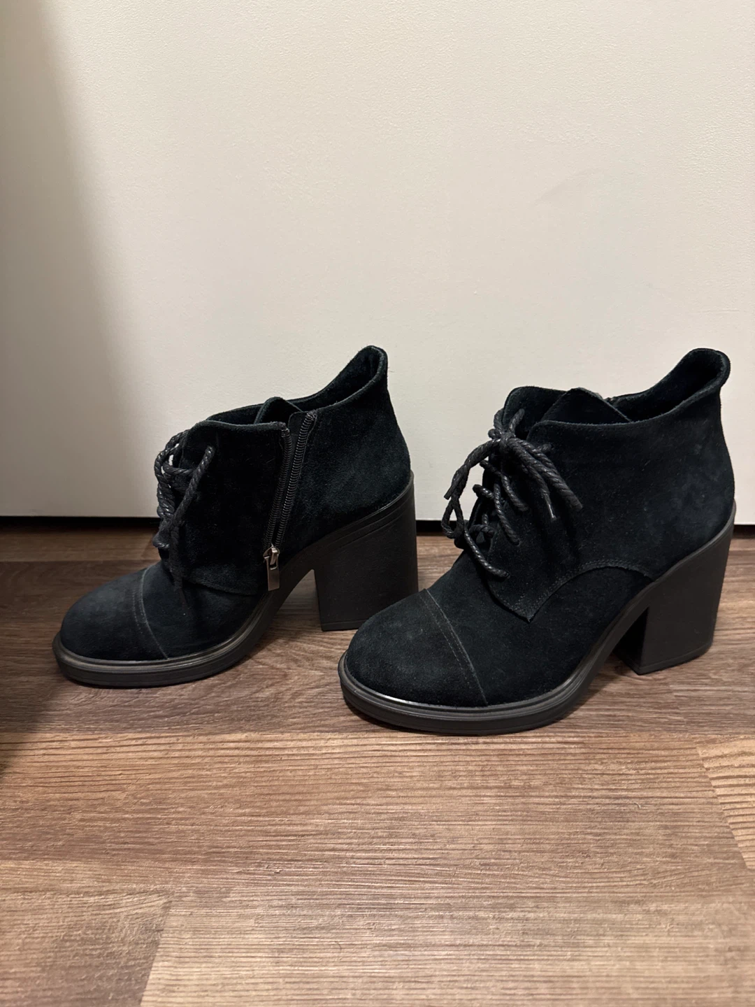 Black Suede Heeled Ankle Boots - photo 3