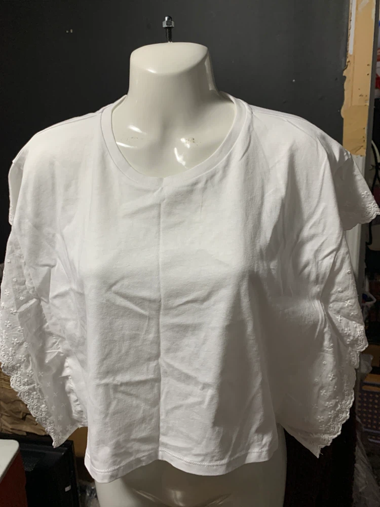 Zara white embroidered sleeve top