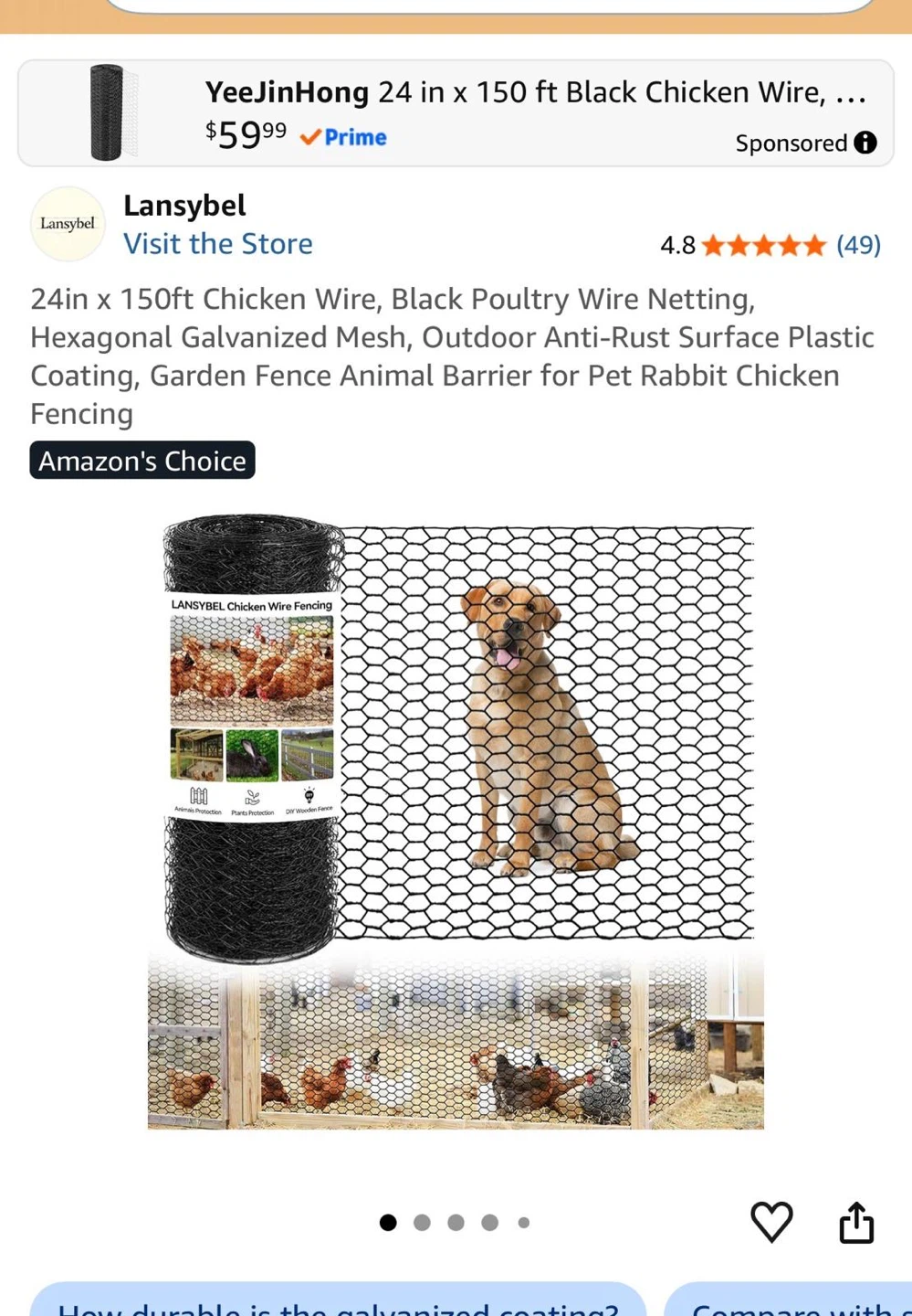 Dolemoduo 24in x 150ft Chicken Wire Fencing