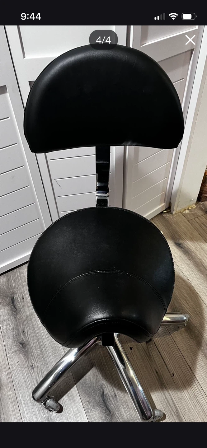 Black Saddle Rolling Stool with Backrest - photo 3