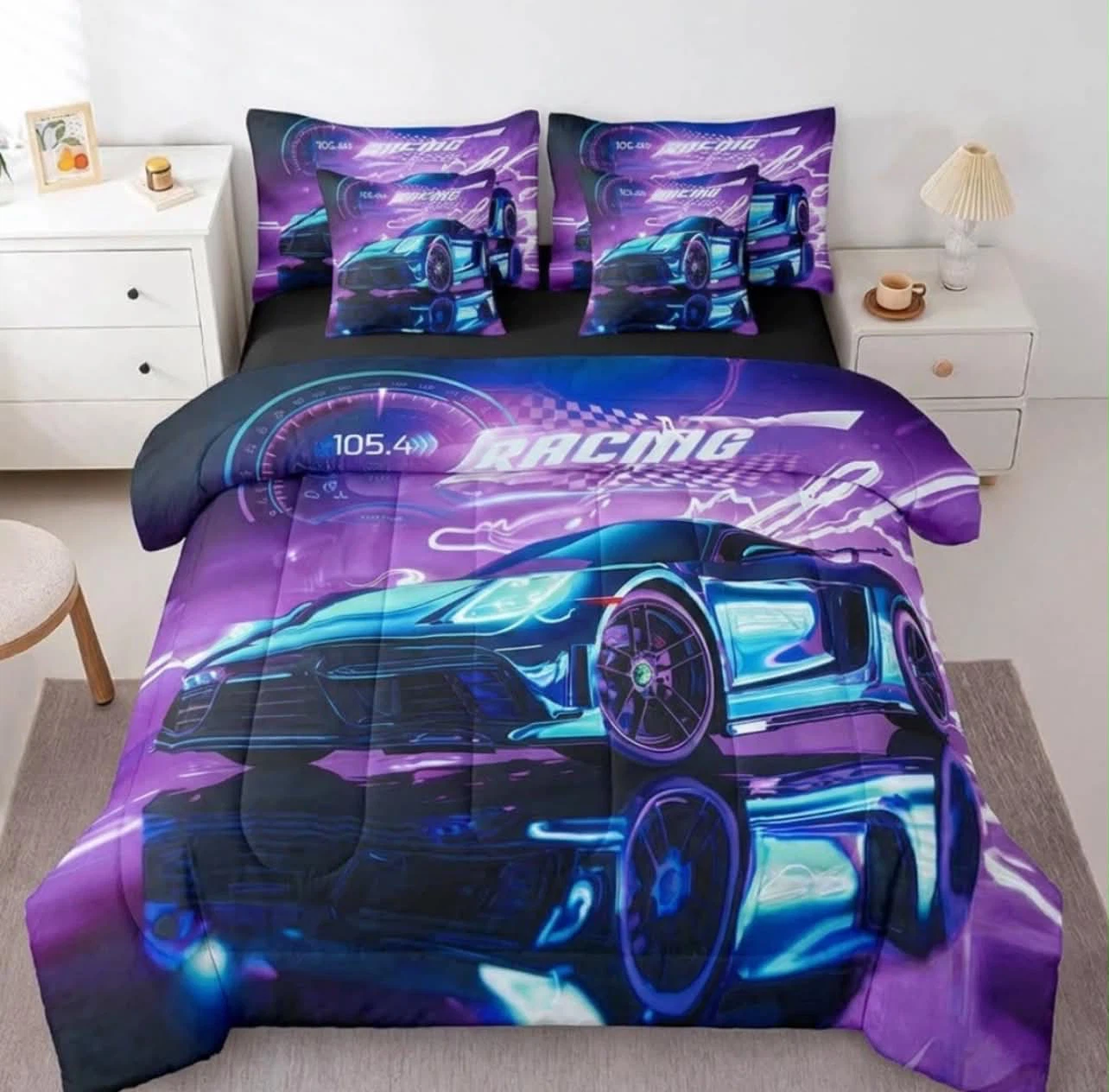 7- Piece Set Queen Racing Car Bedding Extreme Sport